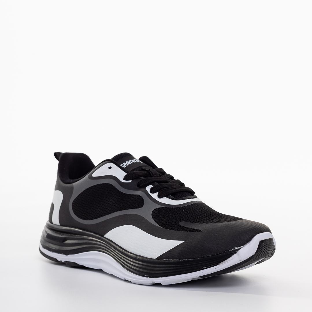 Ανδρικά αθλητικά παπούτσια μαύρα με γκρί από ύφασμα Raimond - Kalapod.gr