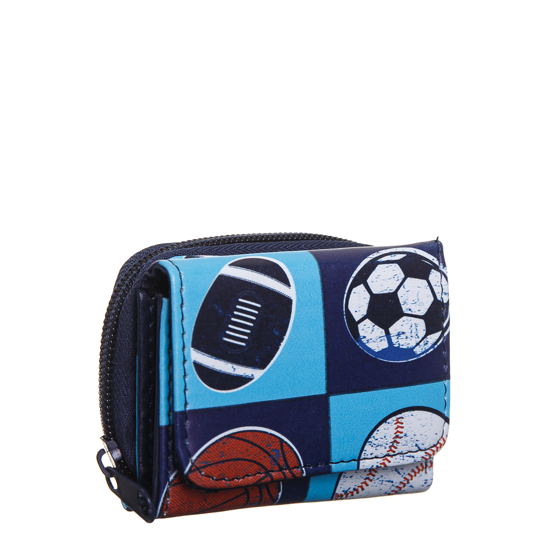 Παιδικό πορτοφόλι μπλε ανοιχτό με μπάλα από οικολογικό δέρμα  Rita - Kalapod.gr