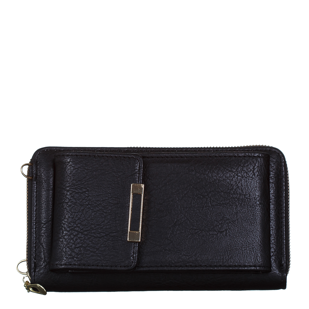 Γυναικείο πορτοφόλι μαύρο από οικολογικό δέρμα Etta, 2 - Kalapod.gr