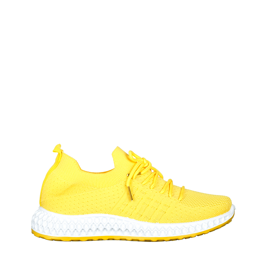 Γυναικεία αθλητικά παπούτσια  κίτρινα από ύφασμα Samye, 2 - Kalapod.gr