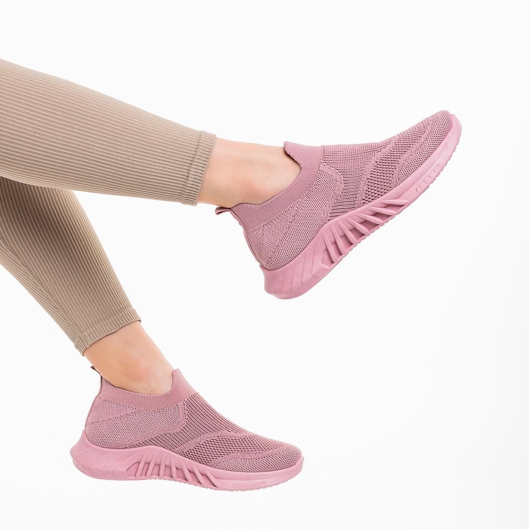 Γυναικεία αθλητικά παπούτσια  ροζ από ύφασμα Aceline, 5 - Kalapod.gr