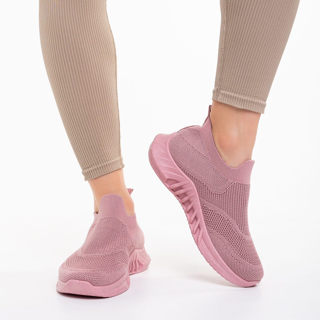 Γυναικεία αθλητικά παπούτσια  ροζ από ύφασμα Aceline, 6 - Kalapod.gr