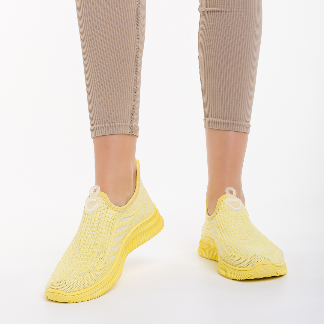 Γυναικεία αθλητικά παπούτσια  κίτρινα από ύφασμα  Fatima, 5 - Kalapod.gr