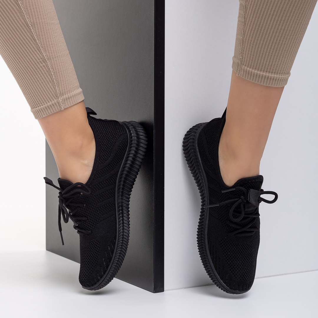 Γυναικεία αθλητικά παπούτσια  μαύρα από ύφασμα  Frieda, 4 - Kalapod.gr