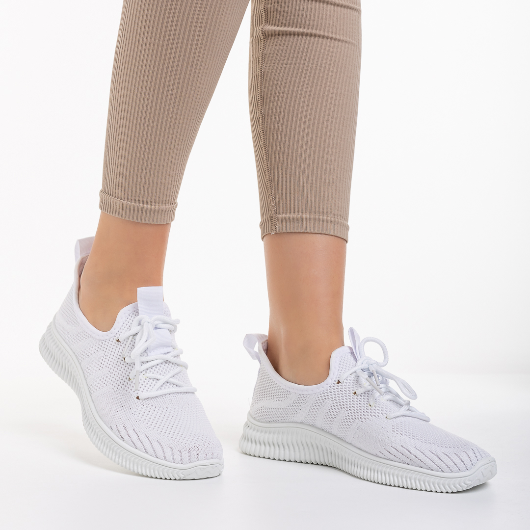 Γυναικεία αθλητικά παπούτσια λευκά από ύφασμα Frieda, 6 - Kalapod.gr