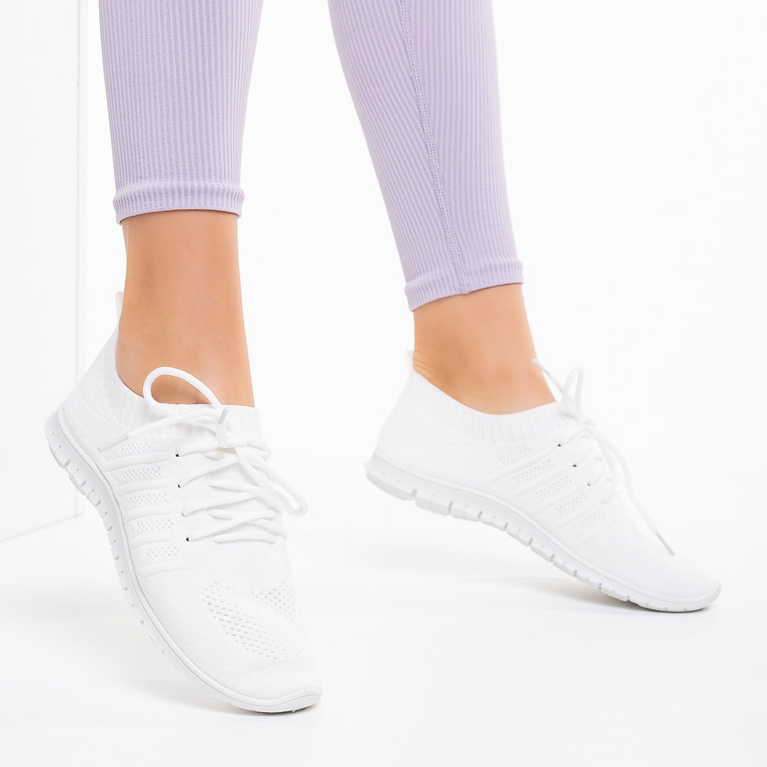 Γυναικεία αθλητικά παπούτσια  λευκά από ύφασμα Philia, 3 - Kalapod.gr