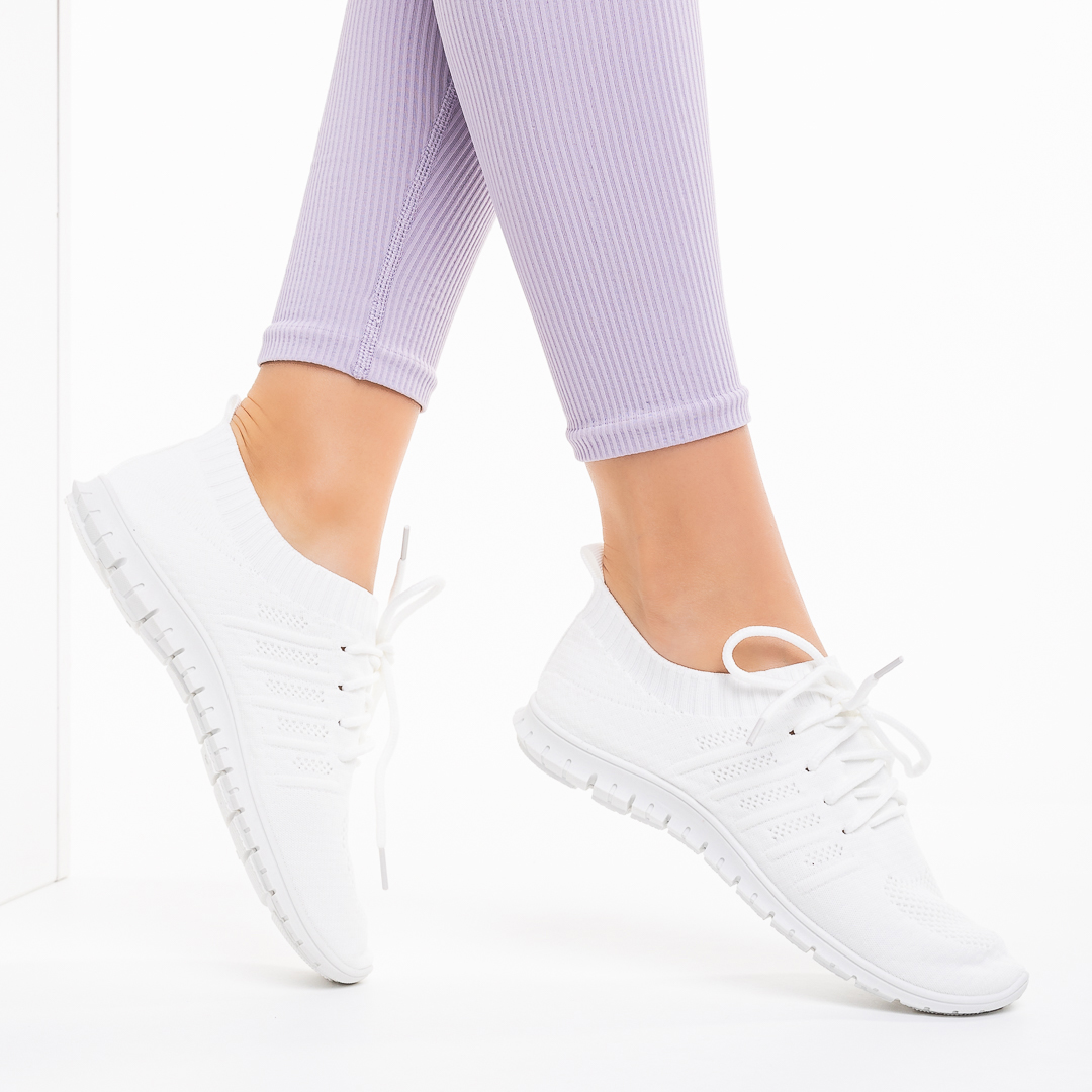 Γυναικεία αθλητικά παπούτσια  λευκά από ύφασμα Philia, 4 - Kalapod.gr