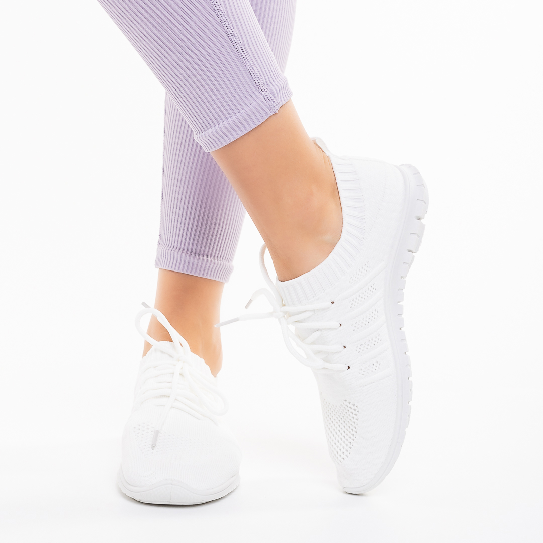 Γυναικεία αθλητικά παπούτσια  λευκά από ύφασμα Philia - Kalapod.gr