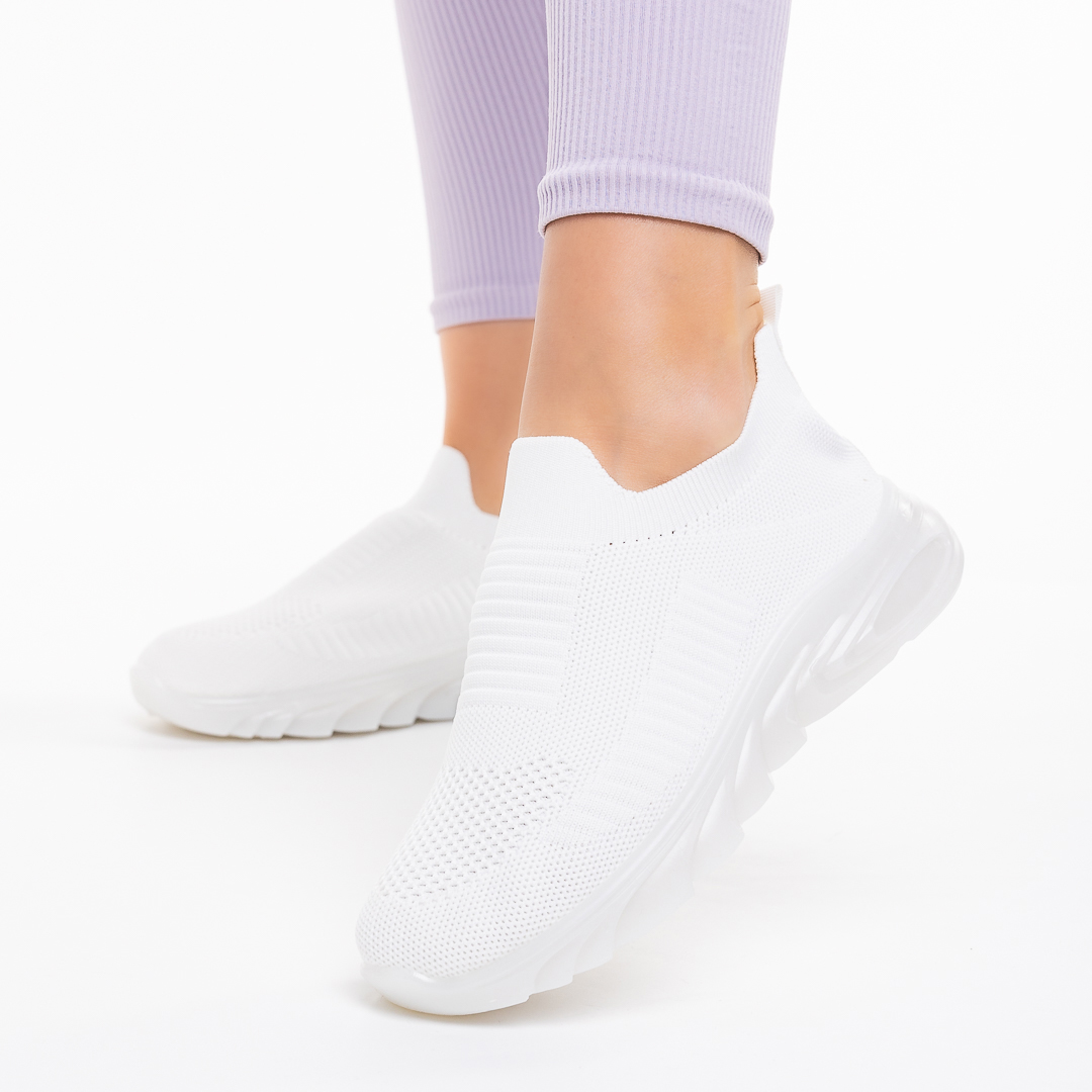 Γυναικεία αθλητικά παπούτσια  λευκά από ύφασμα Chalith, 5 - Kalapod.gr