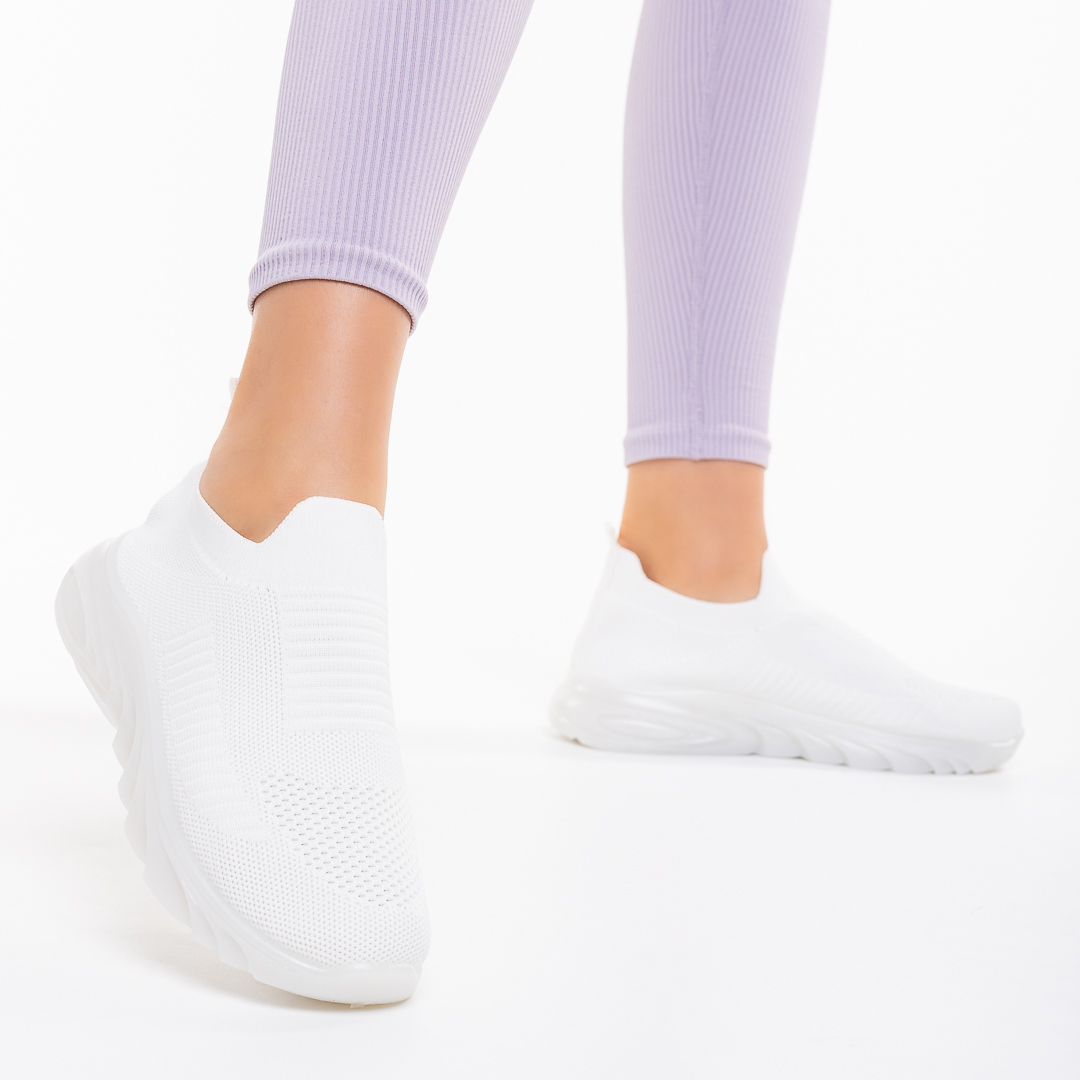 Γυναικεία αθλητικά παπούτσια  λευκά από ύφασμα Chalith, 6 - Kalapod.gr