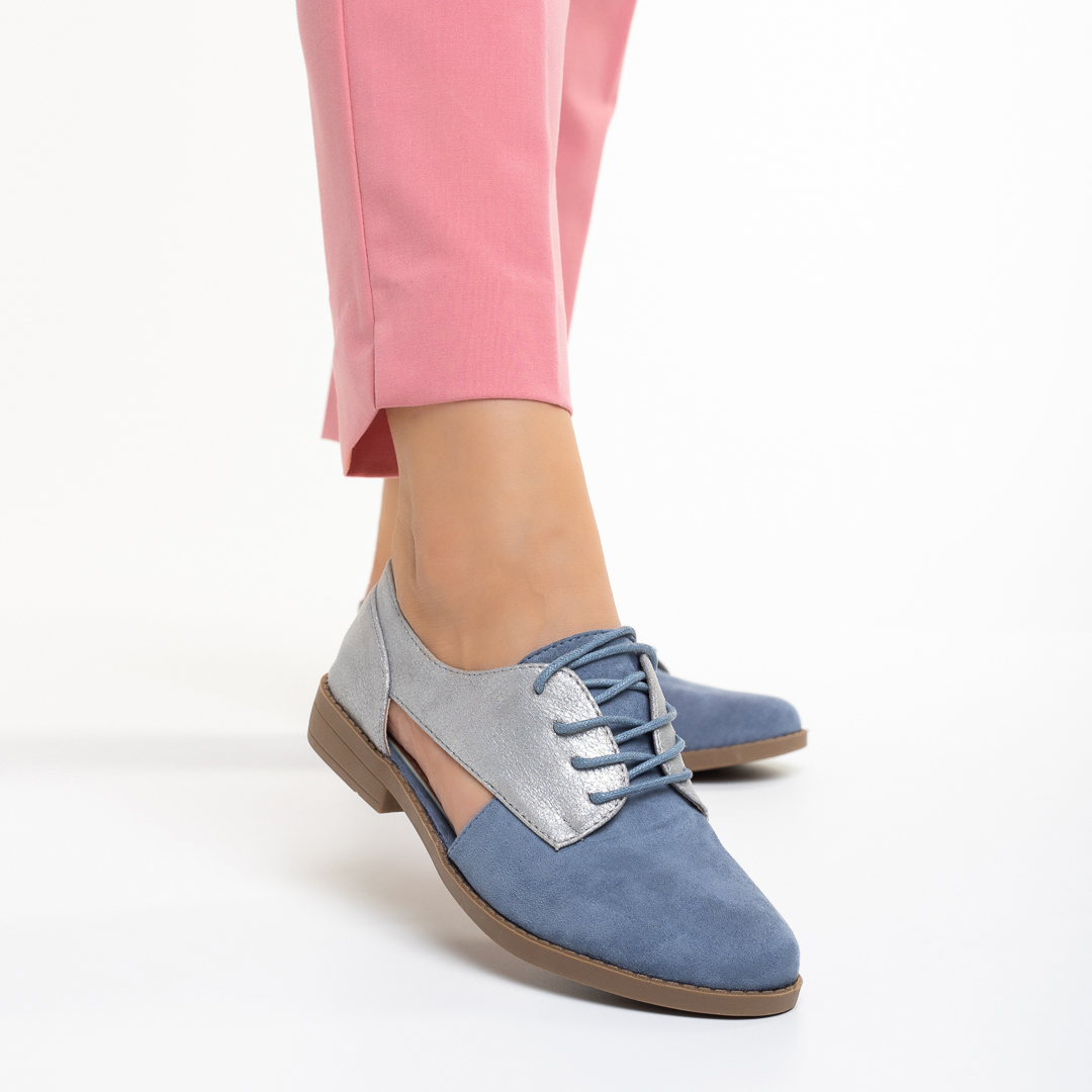 Γυανακεία παπούτσια casual μπλε από οικολογικό δέρμα και καστόρι Annika  - Kalapod.gr