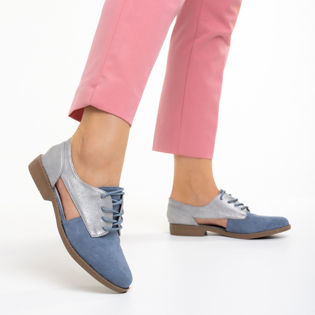 Γυανακεία παπούτσια casual μπλε από οικολογικό δέρμα και καστόρι Annika , 4 - Kalapod.gr