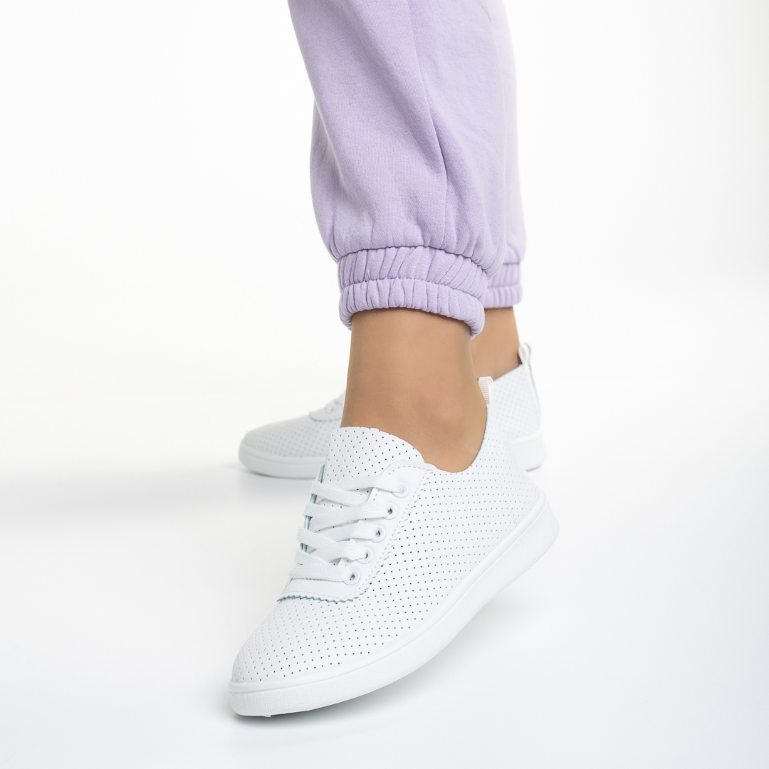 Γυναικεία αθλητικά παπούτσια  λευκά από οικολογικό δέρμα  Baylor, 3 - Kalapod.gr