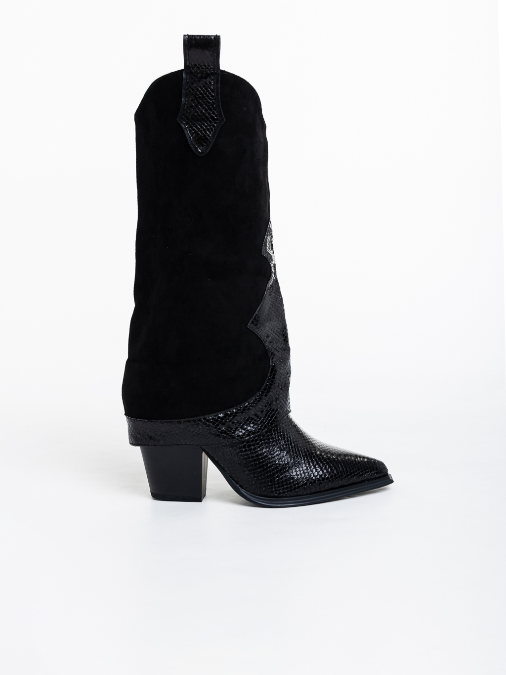 Γυναικείες μπότες μαύρα από ύφασμα Margareeta, 7 - Kalapod.gr