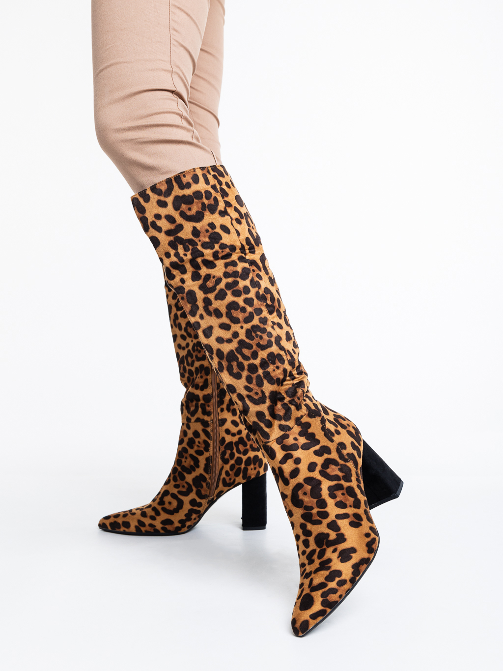 Γυναικείες μπότες λεοπάρδαλη από ύφασμα  Hersilia, 2 - Kalapod.gr