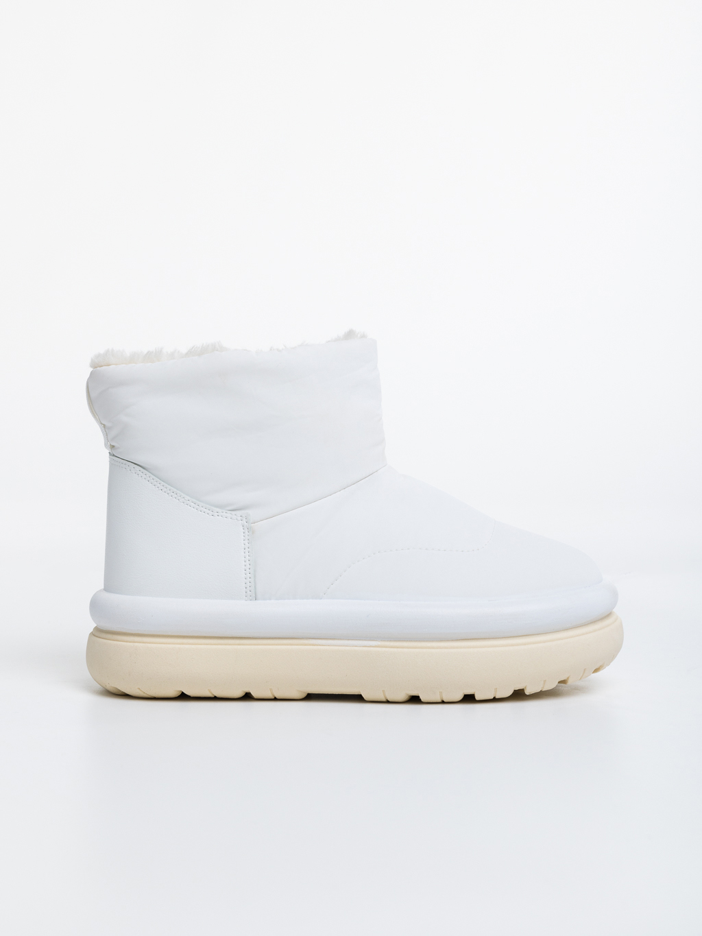 Γυναικείες μπότες λευκά από οικολογικό δέρμα και ύφασμα Leola, 5 - Kalapod.gr