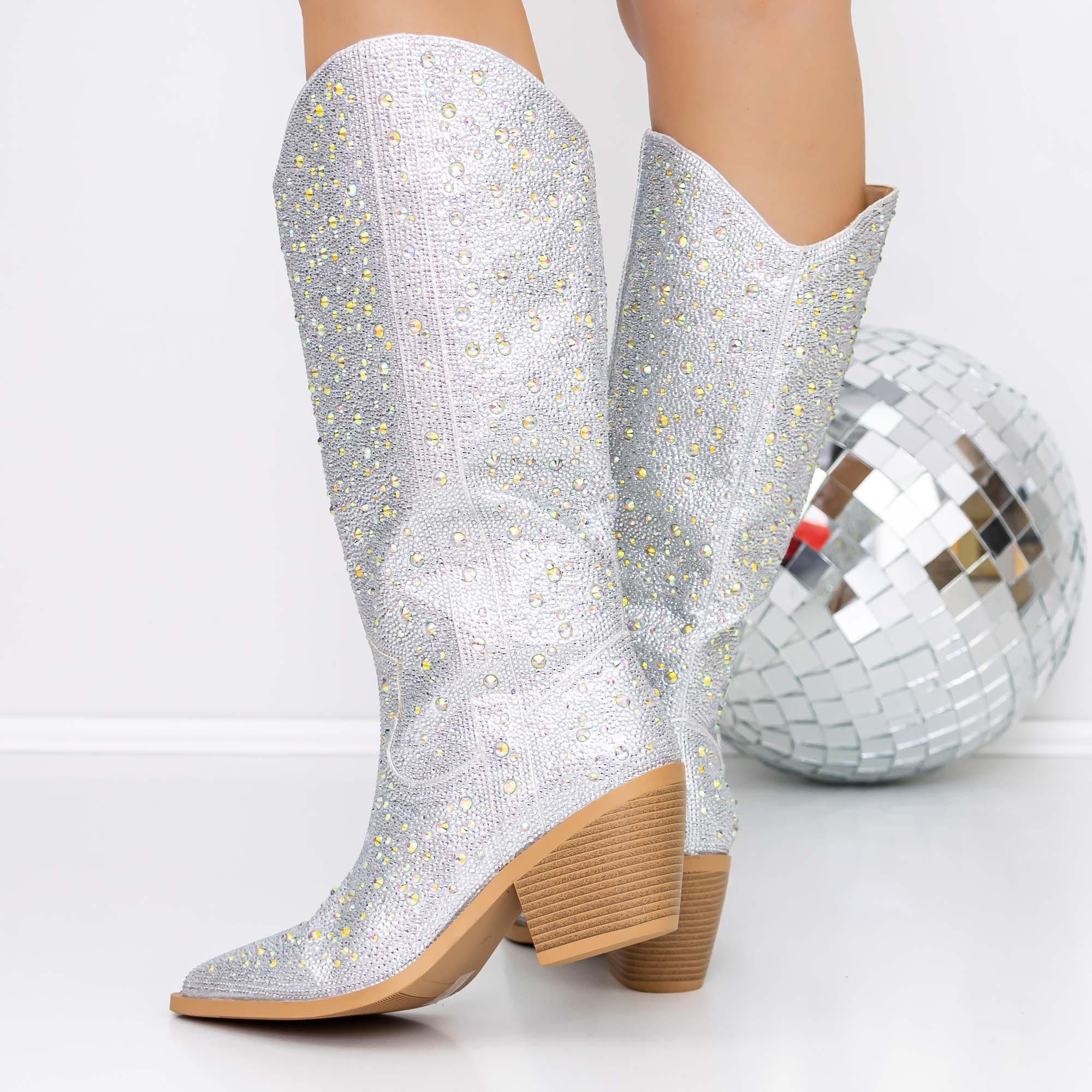 Μπότες με μυτερές μύτες Daiada Ασήμι, 4 - Kalapod.gr Μπότες με μυτερές μύτες Daiada Ασήμι, 4 - Kalapod.gr