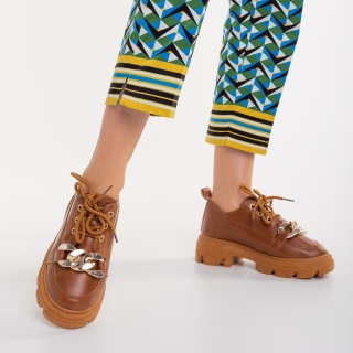 Γυναικεία παπούτσια casual απο οικολογικό δέρμα κάμελ Kendall - Kalapod.gr