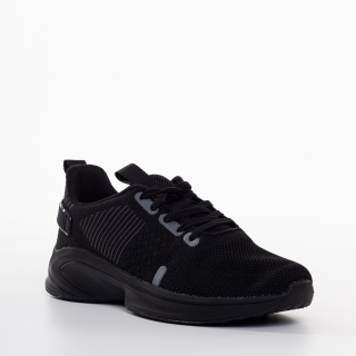 Ανδρικά Αθλητικά Παπούτσια, Ανδρικά αθλητικά παπούτσια μαύρα με γκρί από ύφασμα Tomin - Kalapod.gr