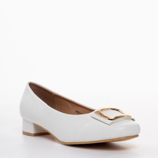 Big size, Γυναικεία παπούτσια με τακούνι λευκά από οικολογικό δέρμα  Francess - Kalapod.gr