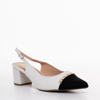 Γυναικεία Παπούτσια, Γυναικεία παπούτσια λευκά με μαύρο από οικολογικό δέρμα Felicity - Kalapod.gr
