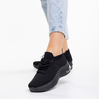 Sales, Γυναικεία αθλητικά παπούτσια  μαύρα από ύφασμα  Kindra - Kalapod.gr