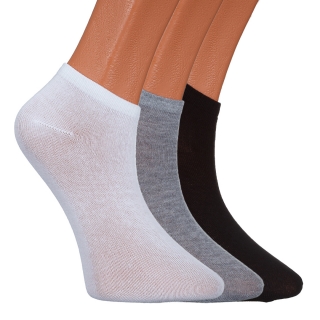 Σετ 3 ζευγάρια γυναικείες κάλτσες μαύρες, γκρί και λευκές BD-1073 - Kalapod.gr