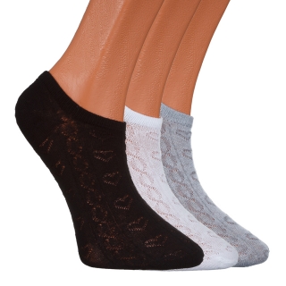 Γυναικείες κάλτσες και καλσόν, Σετ 3 ζευγάρια γυναικείες κάλτσες μαύρες, γκρί και λευκές BD-1113 - Kalapod.gr