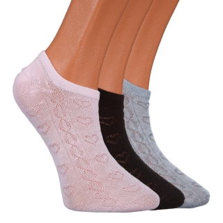 Σετ 3 ζευγάρια γυναικείες κάλτσες ροζ, γκρί και μαύρο BD-1113 - Kalapod.gr