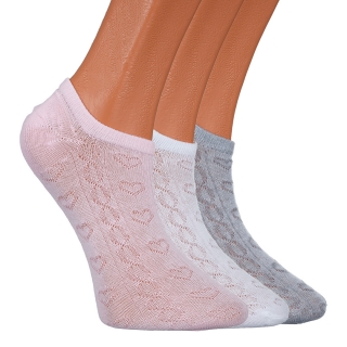 Γυναικείες κάλτσες και καλσόν, Σετ 3 ζευγάρια γυναικείες κάλτσες alb, ροζ και γκρί BD-1113 - Kalapod.gr
