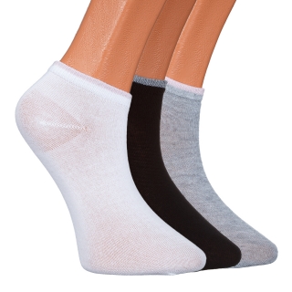 Γυναικείες κάλτσες και καλσόν, Σετ 3 ζευγαριών κάλτσε, λευκές μαύρες και γκρι κάλτσες BD-1085 - Kalapod.gr