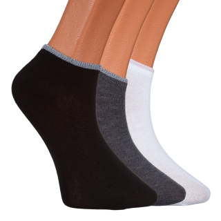 Σετ 3 ζευγάρια γυναικείες κάλτσες μαύρες, γκρί και λευκές με γκλίτερ BD-1085 - Kalapod.gr