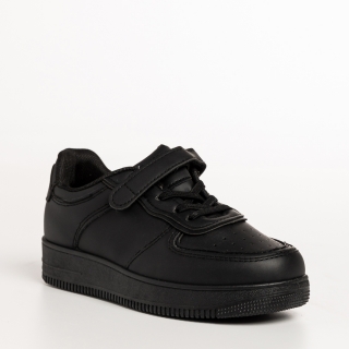 Παιδικά Αθλητικά Παπούτσια, Παιδικά αθλητικά παπούτσια μαύρα από οικολογικό δέρμα Pedro - Kalapod.gr