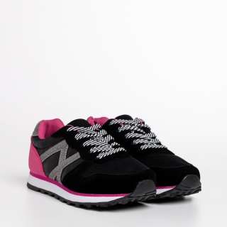 Παιδικά Αθλητικά Παπούτσια, Παιδικά αθλητικά παπούτσια μαύρα με ροζ από οικολογικό δέρμα Brant - Kalapod.gr