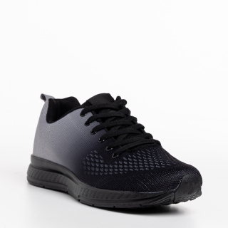 Ανδρικά Αθλητικά Παπούτσια, Ανδρικά αθλητικά παπούτσια  μαύρα με γκρι από ύφασμα Renzo - Kalapod.gr