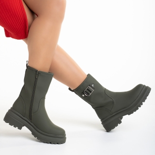 Γυναικείες Μπότες, Γυναικείες μπότες  πράσινες από οικολογικό δέρμα Gisselle - Kalapod.gr