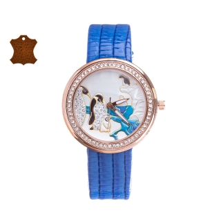 Γυναικεία Ρολόγια, Γυναικεία ρολόι Michael John Μπλε δερμάτινη ζώνη - Kalapod.gr