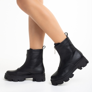 Γυναικείες Μπότες, Γυναικείες μπότες μαύρες από οικολογικό δέρμα Clarisse - Kalapod.gr
