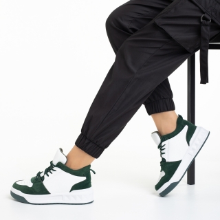 Νέα, Γυναικεία αθλητικά παπούτσια  πράσινα με λευκό από οικολογικό δέρμα Mandy - Kalapod.gr