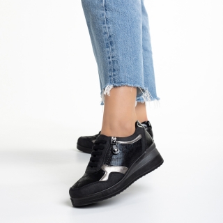 Γυναικεία Παπούτσια, Γυναικεία casual παπούτσια  μαύρα  από οικολογικό δέρμα  Kaida - Kalapod.gr