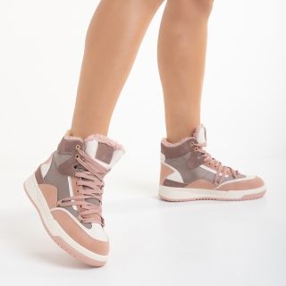 Γυναικεία Αθλητικά Παπούτσια, Γυναικεία αθλητικά παπούτσια  ροζ από οικολογικό δέρμα και ύφασμα Reveca - Kalapod.gr