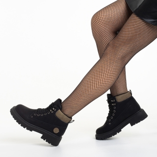 Γυναικεία μπότακια μαύρα από οικολογικό δέρμα Remona - Kalapod.gr