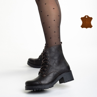 Γυναικεία μπότακια  καφέ σκούρο από φυσικό δέρμα Omelia - Kalapod.gr