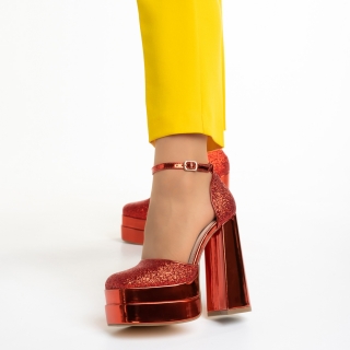 Γυναικεία Παπούτσια, Γυναικεία παπούτσια   κόκκινα από ύφασμα Elara - Kalapod.gr