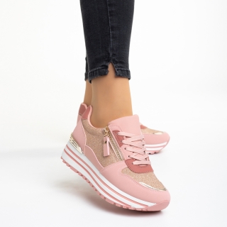 Γυναικεία Αθλητικά Παπούτσια, Γυναικεία αθλητικά παπούτσια  ροζ από ύφασμα Gisela - Kalapod.gr
