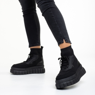 Γυναικεία Αθλητικά Παπούτσια, Γυναικεία αθλητικά παπούτσια  μαύρα από ύφασμα Icelyn - Kalapod.gr