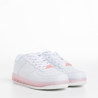 Παιδικά Αθλητικά Παπούτσια, Παιδικά αθλητικά παπούτσια  λευκά με ροζ από οικολογικό δέρμα Carsyn - Kalapod.gr