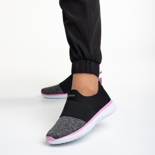 Γυναικεία Αθλητικά Παπούτσια, Γυναικεία αθλητικά παπούτσια  μαύρα με γκρί από ύφασμα Sisto - Kalapod.gr