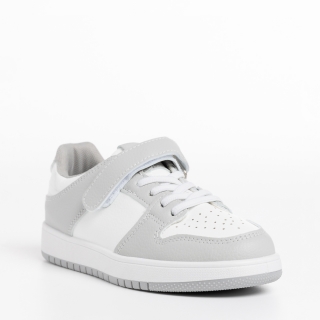 Παιδικά Αθλητικά Παπούτσια, Παιδικά αθλητικά παπούτσια  λευκά με γκρί από οικολογικό δέρμα Bristol - Kalapod.gr