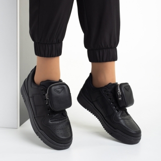 Γυναικεία Αθλητικά Παπούτσια, Γυναικεία αθλητικά παπούτσια μαύρα από οικολογικό δέρμα  Inola - Kalapod.gr